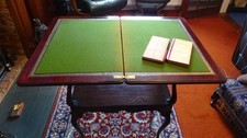 Folding card table swivel top two tier bow leg Mahogany mid century Bridge