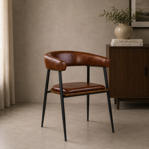 Brown leather seat - seat, black