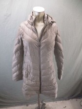 Calvin Klein Size S Women Beige 100% Nylon Down Feather Full Zip Puffer Coat 546