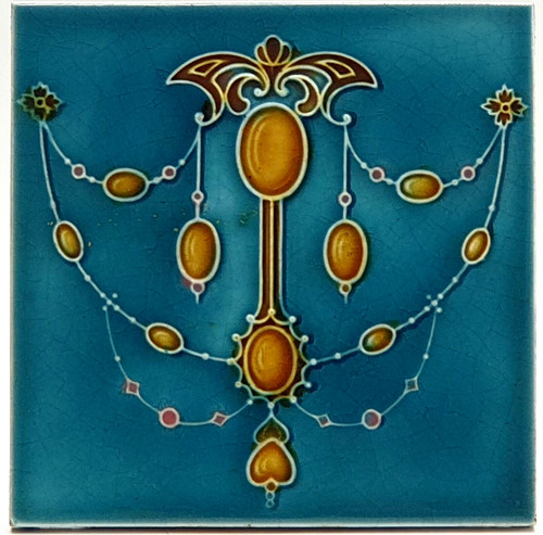 Art nouveau fireplace - art, tile