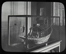 Glass Magic Lantern Slide CAIRO GIZEH MUSEUM MODEL BOAT C1890 OLD PHOTO EGYPT