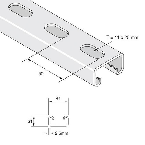 Unistrut 21mm heavy - 41, x
