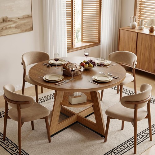 Wood round dining table - round,