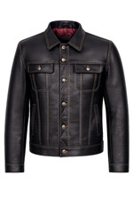 Men trucker leather jacket - leather,