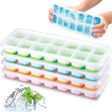 4 Pack Assorted Ice Cube Tray Easy Release BPA-Free Stackable Ice Mould