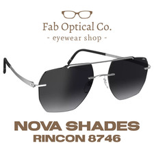 Silhouette Nova Shades Rincon 8746 7000 Rhodium / Black Rimless Sunglasses