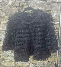 Pussycat London fluffy black jacket Size 12