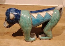 Vintage Fenix Raku Pottery Baboon Figurine Multicoloured Made In South Africa