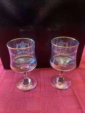 Royal Wedding 1981 Charles & Diana - Pair of Commemorative Glass Wine Goblets