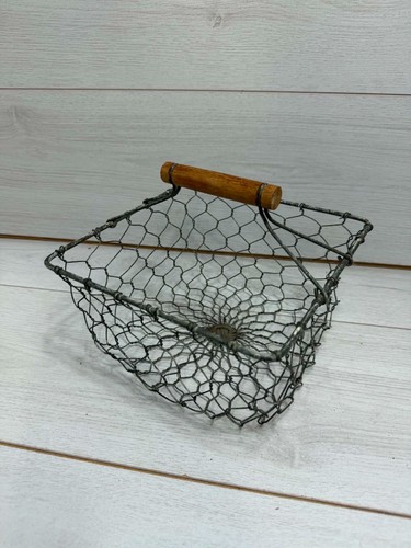 Vintage wire egg basket rustic - basket,