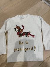 Girls Tesco F & F Sequin Dachshund Christmas Fluffy Jumper, age 7-8 Years