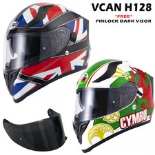 Full Face Motorcycle Motorbike Helmet VCAN H128 ACU ECE with Pinlock Dark Visor