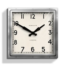 Newgate® Quad wall clock in stainless steel / Chrome Finish - Pre aged dial