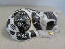 *RARE* ROYAL CROWN DERBY MISTY THE CAT PAPERWEIGHT *GOLD STOPPER*