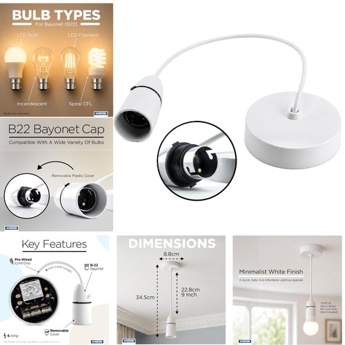 Inch white bayonet ceiling - white,