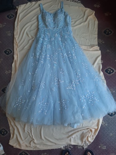 Light blue sequin party dress - blue,