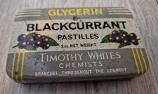 Timothy Whites Chemists Glycerin Blackcurrant Pastilles Empty Collectable Tin