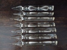 Antique Glass Lustre Droplets Prisms Icicles Set of 7 h20cm
