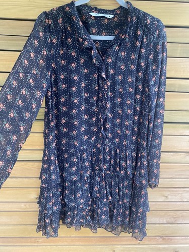 Zara navy floral - zara, chiffon