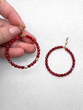 Handmade maroon hoop - maroon, earrings