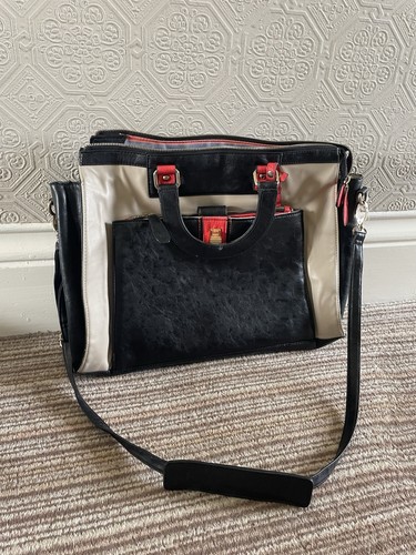 Red and beige - red, handbag