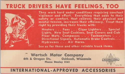 1950s wertsch motor oshkosh - wertsch,