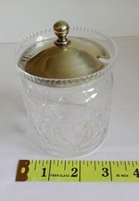 Cut Glass Jam Pot 3.5" high &