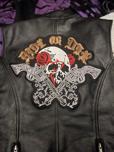 Large embroidered biker back - embroidered,