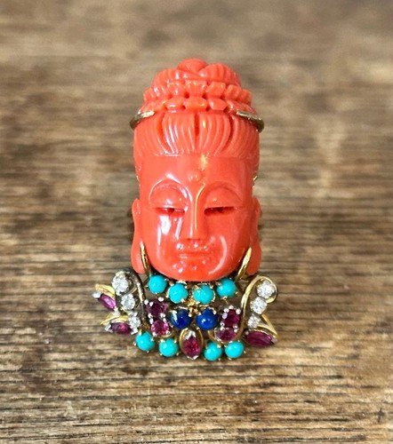 Chinese 14k gold red - gold, coral