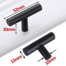 10/20x Matte Black T Bar Handles Kitchen Cupboard Drawer Cabinet Door Knob ∅12mm
