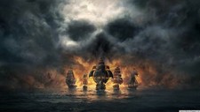 Pirate Ships Skull Clouds Sea