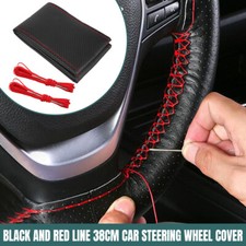 Suede Steering Wheel Cover Leather anti-slip Stitch on 38cm Universal DIY Car UK