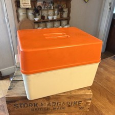 Vintage Orange & White Hard Plastic 1950's 1960's Bread Bin - Retro!