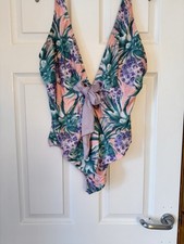 Ladies Floozie Tropical Swimsuit UK 18 Peach Lilac And Green