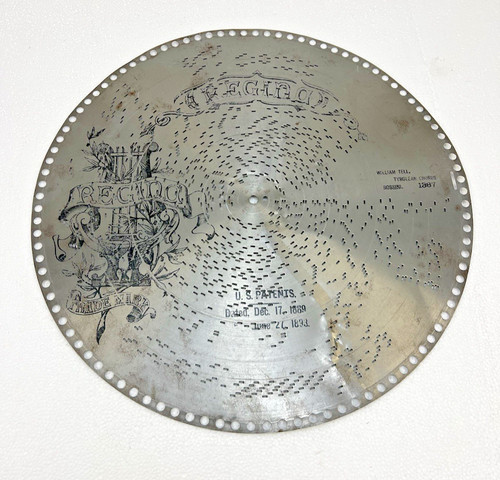 Regina music box disc - box, 1/2"