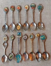 Lot of vintage Australian silver plated souvenir spoons 13 various Aussie spoons