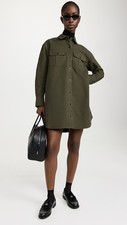 THEORY MOLESKIN OVERSIZED MILITARY SHIRT DRESS GREEN LARGE UK 14  RRP £295