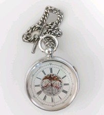 Thomas Russell Silver Chronograph Pocket Watch 71913 c.1891 & Chain - Working 