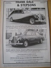 FRANK DALE & STEPSONS ROLLS-ROYCE SILVER WRAITH BENTLEY ADVERT A4 SIZE FILE 21
