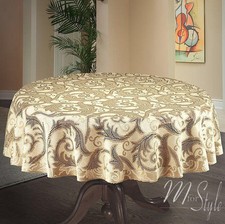 Round Thick Lace Tablecloth Natural / Golden beige  59" 150cm  Premium Quality