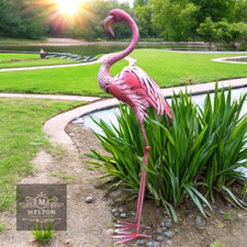 Rustic Metal Pink Flamingo