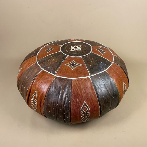 Moroccan leather pouf ottoman - pouf,