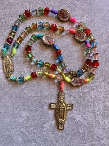 Colourful rosary necklace - rosary, necklace|
