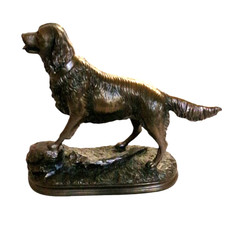 Large Bronze-Effect Setter Dog Figurine Heavy Weighted Resin Hunting Dog Statue