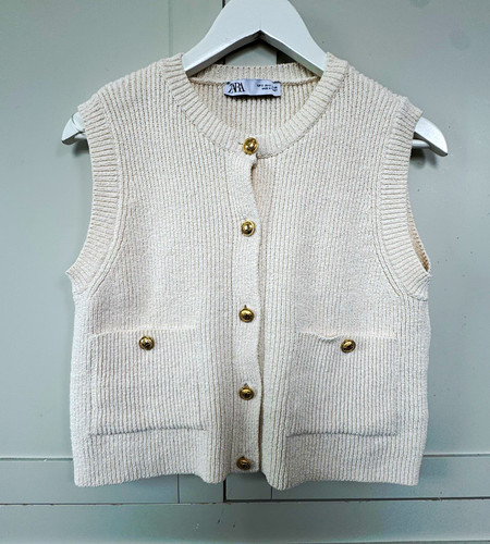 Zara cream knit - zara, waistcoat