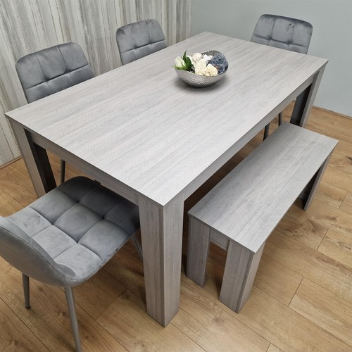 Grey dining table with - 4,