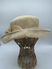 Marks And Spencer Hat One Size Cream Beige Occasion Flowers Bow Natural Straw