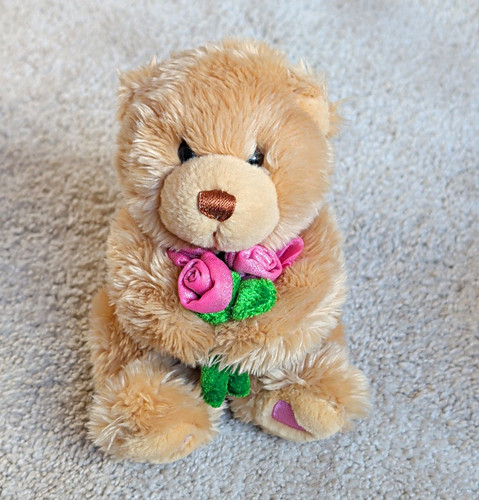Beige plush teddy bear soft - beige,