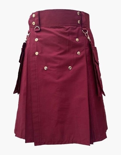 Men burgundy utility kilt - men’s,