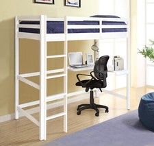 3ft High Sleeper Bed Frame Natural White or Grey With Corner Desk
